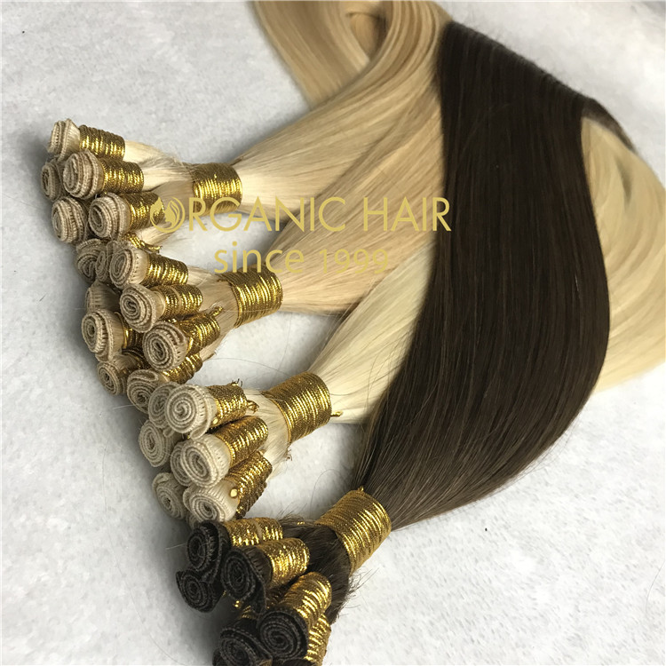 High quality human hair extensions--Hand tied weft hair extensions C23